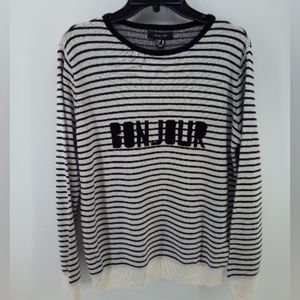 Atmosphere Bonjour Cotton Blend Striped Sweater Cozy Vacation Vibes 12